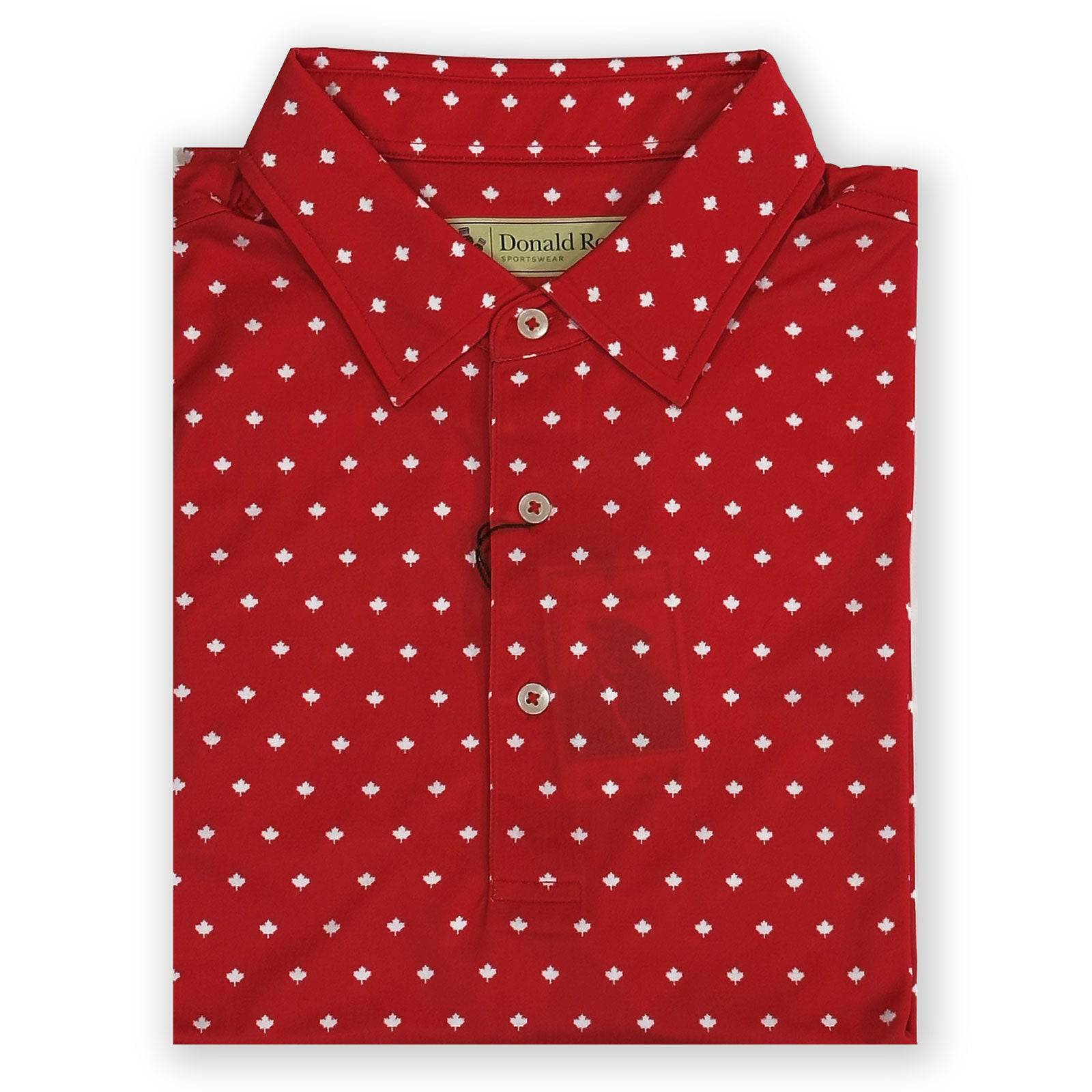 Donald Ross Mens Classic Fit Maple Leaf Print Polo Shirt MOROCCO / WH