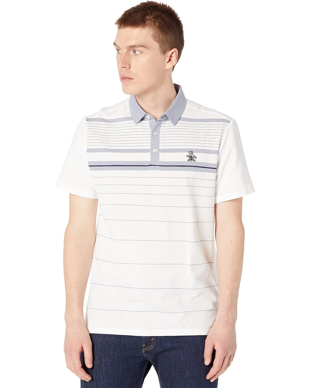 Original Penguin Mens Heritage Fine Line Stretch Golf Polo Shirt