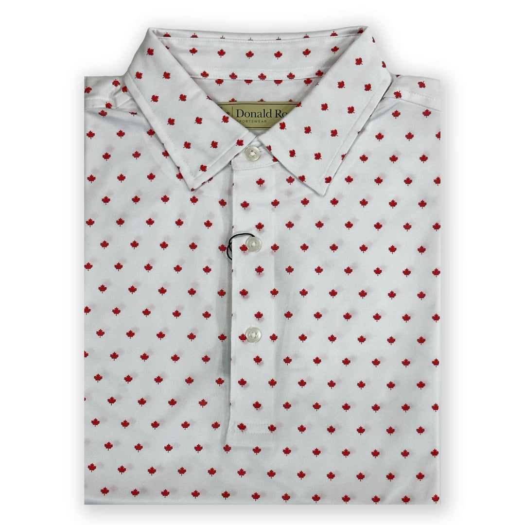 Donald Ross Mens Maple Leaf Print Polo Shirt- WHITE / MOROCCO  Golf  Anything US