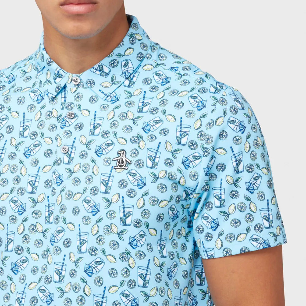 Original Penguin Mens Lemonade Print Golf Shirt Polo - BALTIC SEA Original Penguin Mens Lemonade Print Golf Shirt Polo - BALTIC SEA