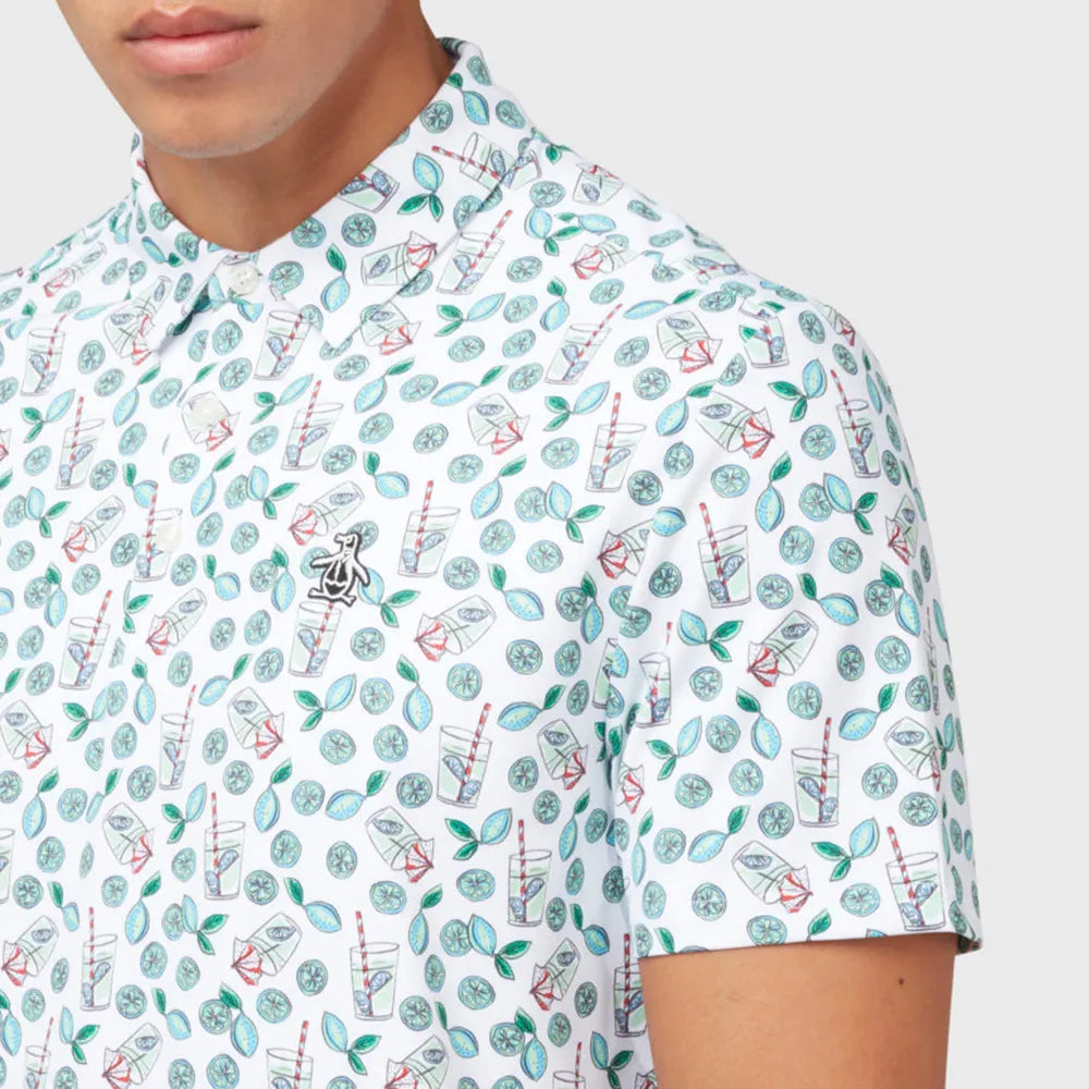Original Penguin Mens Lemonade Print Golf Shirt Polo - BRIGHT