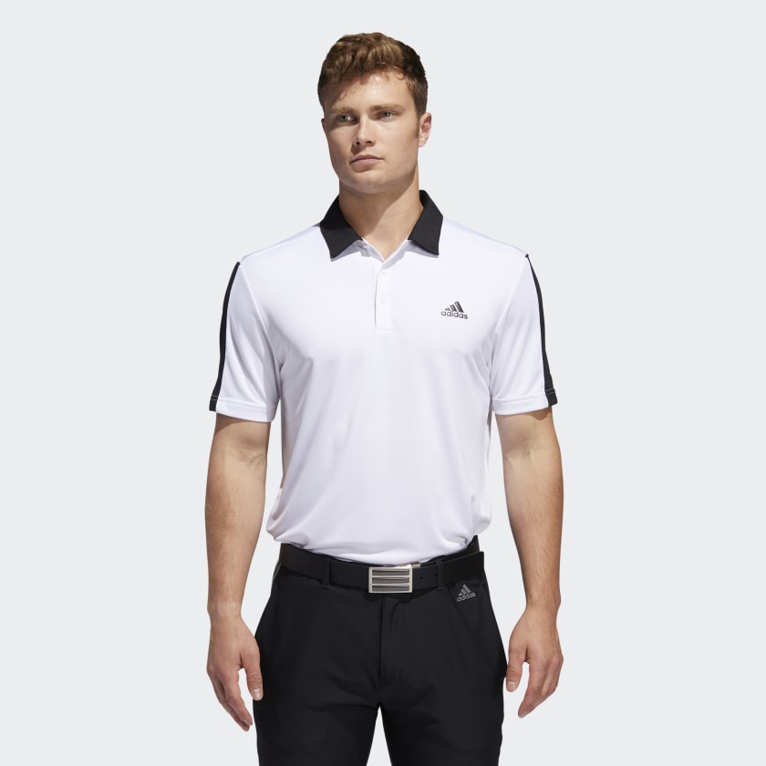 adidas Mens Bold Branded Polo Shirt - WHITE/BLACK – Golf Anything US